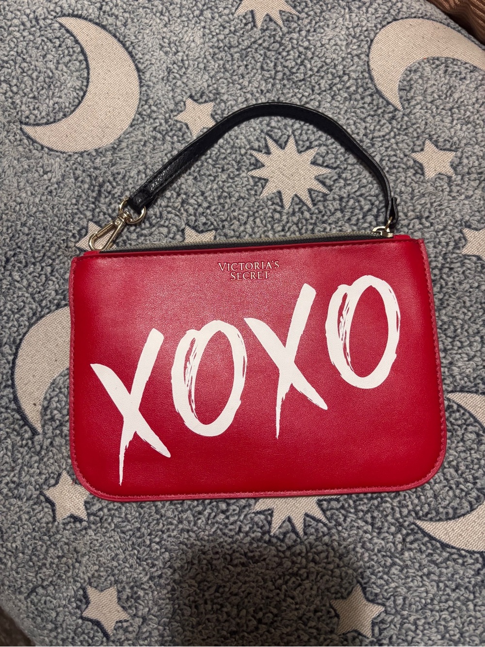 Victoria's Secret Red 'XOXO' Wristlet with Black Handle